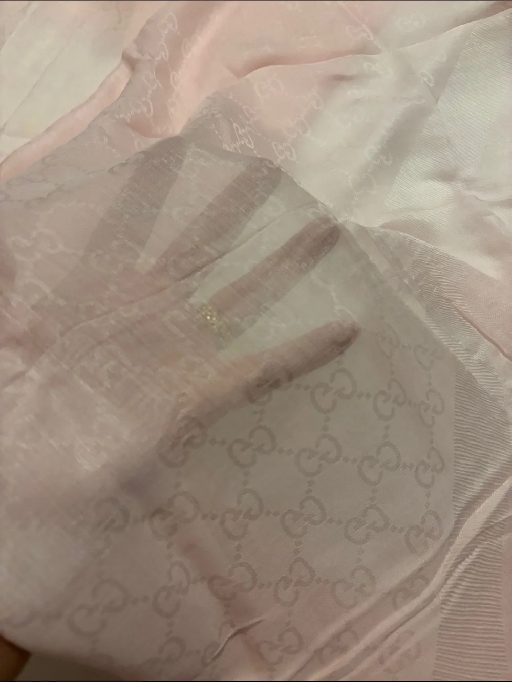 Gucci Light Pink Silk Blend Throw with Subtle Fringe